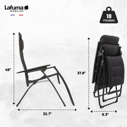 Lafuma Futura Air Comfort Zero Gravity Indoor Outdoor Recliner Chair, Acier