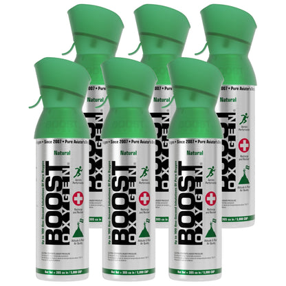 Boost Oxygen 5 Liter Canned Oxygen Bottle with Mouthpiece, Natural (6 Pack) - Find Fresh Goods