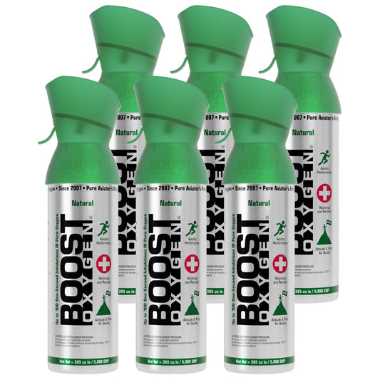 Boost Oxygen 5 Liter Canned Oxygen Bottle with Mouthpiece, Natural (6 Pack) - Find Fresh Goods