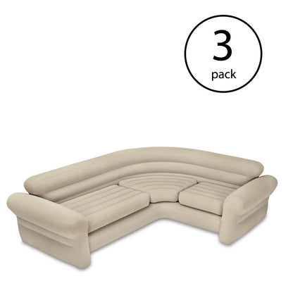 Intex Inflatable Corner Living Room Neutral Sectional Sofa 68575EP (3 Pack)