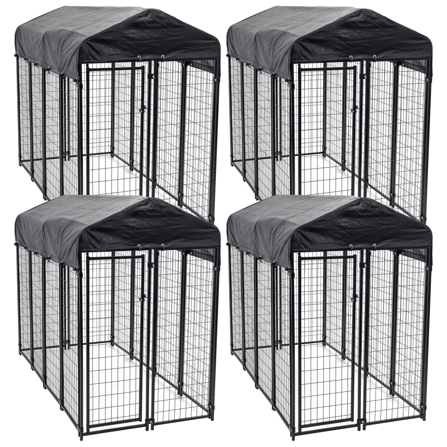 Lucky Dog Uptown Large Outdoor Covered Kennel Heavy Duty Dog Fence Pen (4 Pack)