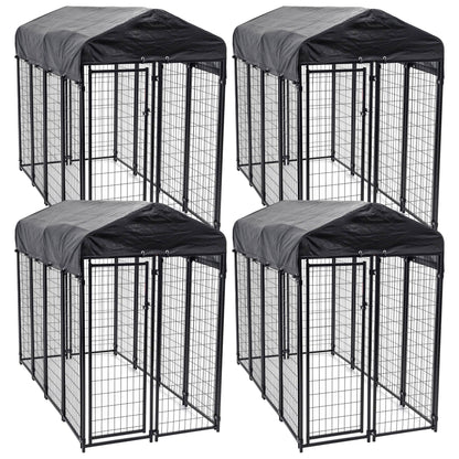 Lucky Dog Uptown Large Outdoor Covered Kennel Heavy Duty Dog Fence Pen (4 Pack)
