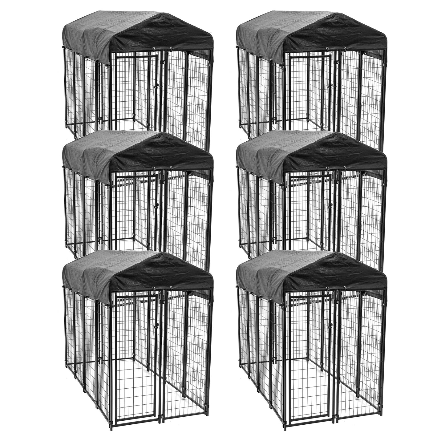 Lucky Dog Uptown Large Outdoor Covered Kennel Heavy Duty Dog Fence Pen (6 Pack)