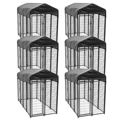 Lucky Dog Uptown Large Outdoor Covered Kennel Heavy Duty Dog Fence Pen (6 Pack)