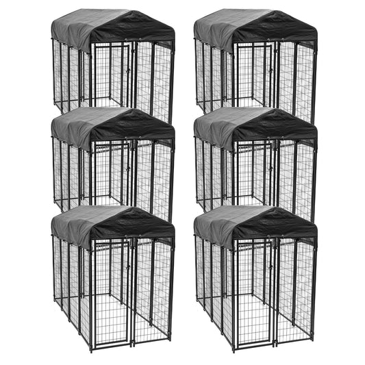 Lucky Dog Uptown Large Outdoor Covered Kennel Heavy Duty Dog Fence Pen (6 Pack)