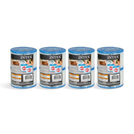 Intex 29001E PureSpa Type S1 Easy Set Spa Filter Replacement Cartridges, 8 Pack