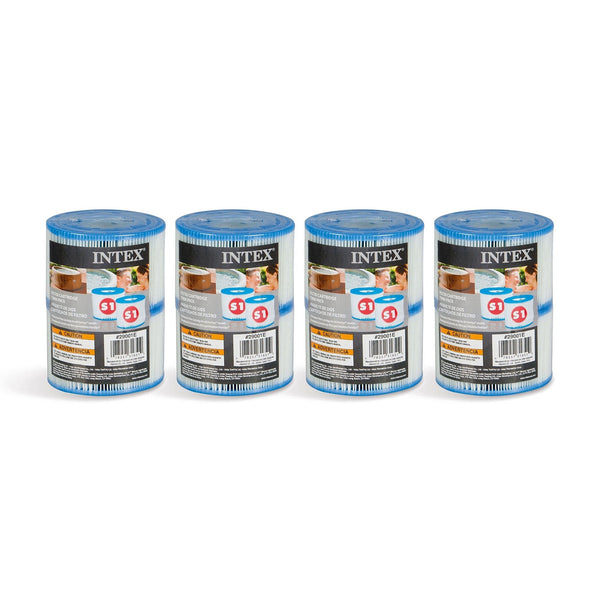 Intex 29001E PureSpa Type S1 Easy Set Spa Filter Replacement Cartridges, 8 Pack