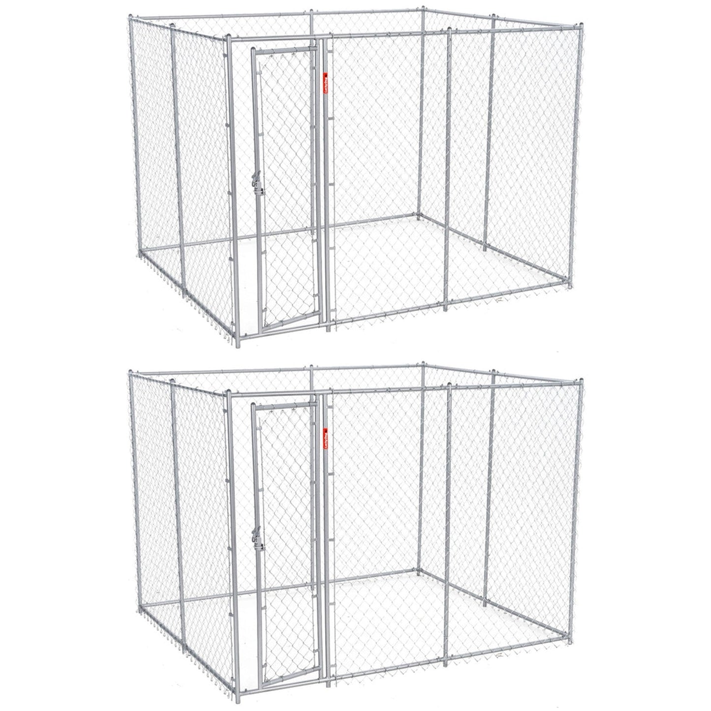 Lucky Dog 10 x 10 Foot Heavy Duty Outdoor Chain Link Dog Kennel w/ Door (2 Pack)