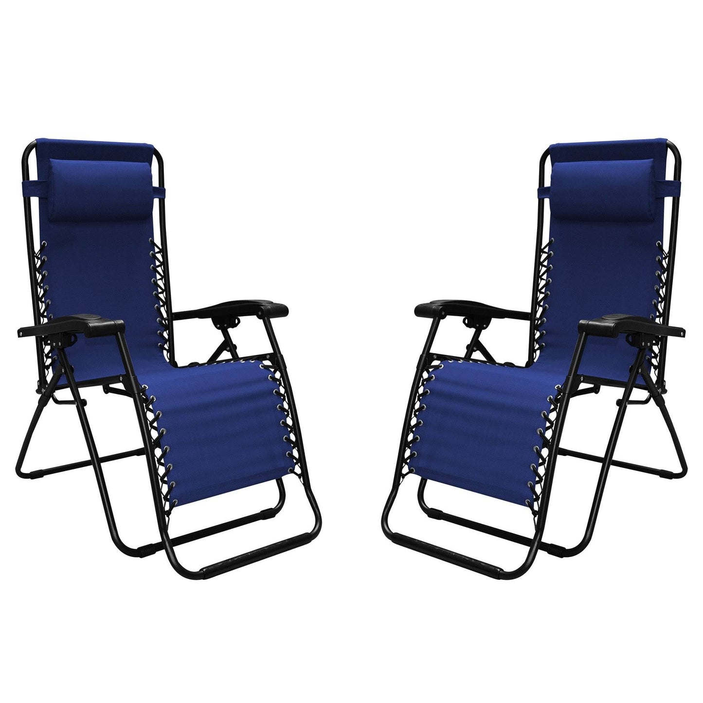Caravan Canopy Infinity Zero Gravity Steel Frame Patio Deck Chair, Blue (4 Pack)