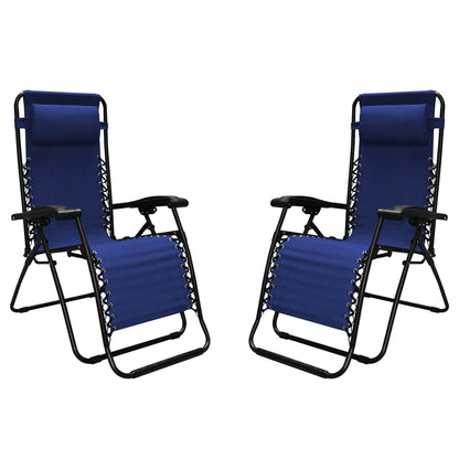 Caravan Canopy Infinity Zero Gravity Steel Frame Patio Deck Chair, Blue (4 Pack)