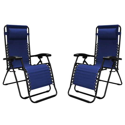 Caravan Canopy Infinity Zero Gravity Steel Frame Patio Deck Chair, Blue (4 Pack)