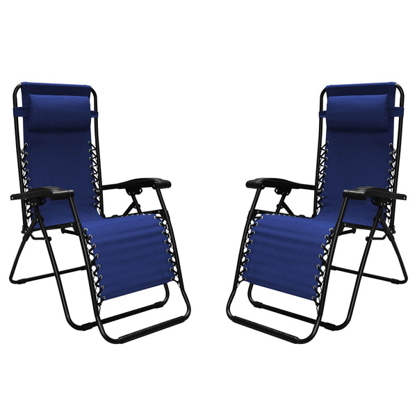 Caravan Canopy Infinity Zero Gravity Steel Frame Patio Deck Chair, Blue (4 Pack)