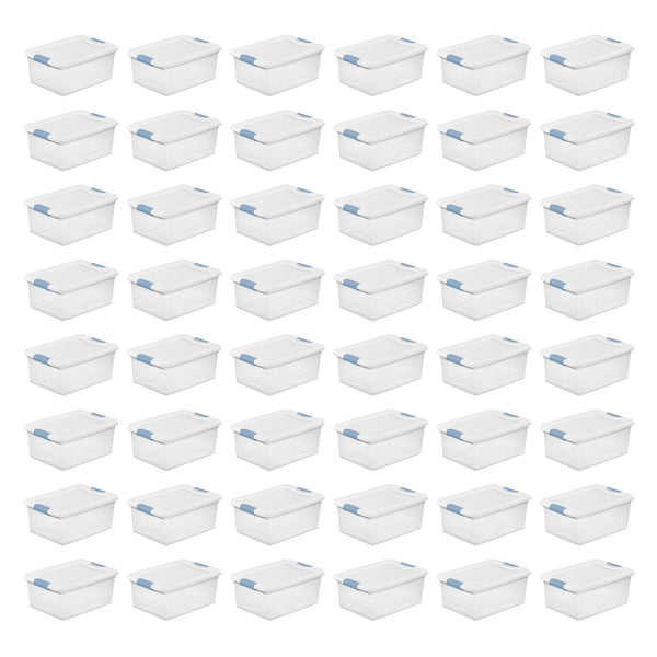 Sterilite Plastic 15 Quart Storage Box Container with Latching Lid, 48 Pack