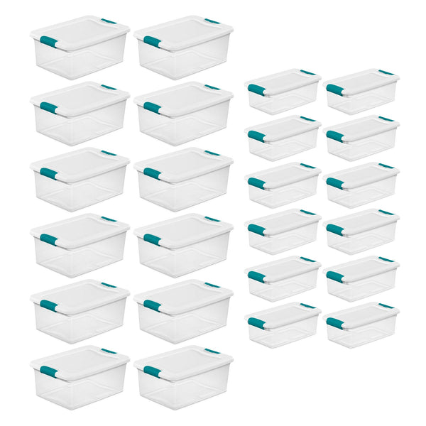 Sterilite 15 Qt Stackable Storage Boxes & 6 Qt Organizing Bins, 12 Pack Each