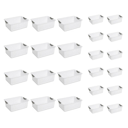 Sterilite Medium & Small Ultra Plastic Storage Bin Organizer Basket (12 Pack)