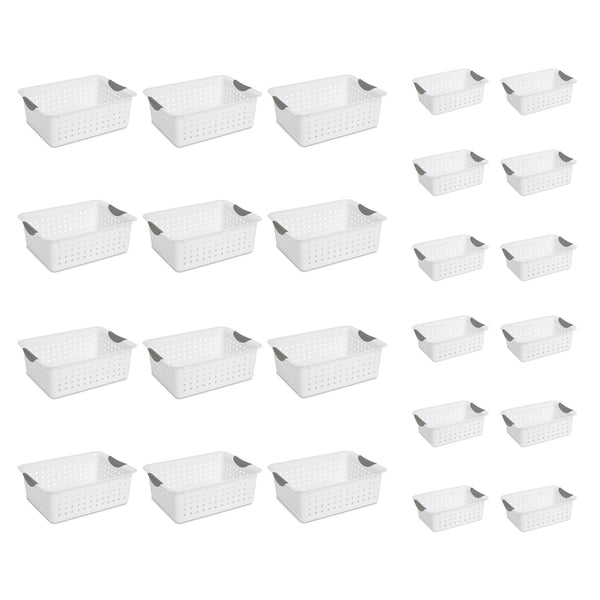 Sterilite Medium & Small Ultra Plastic Storage Bin Organizer Basket (12 Pack)