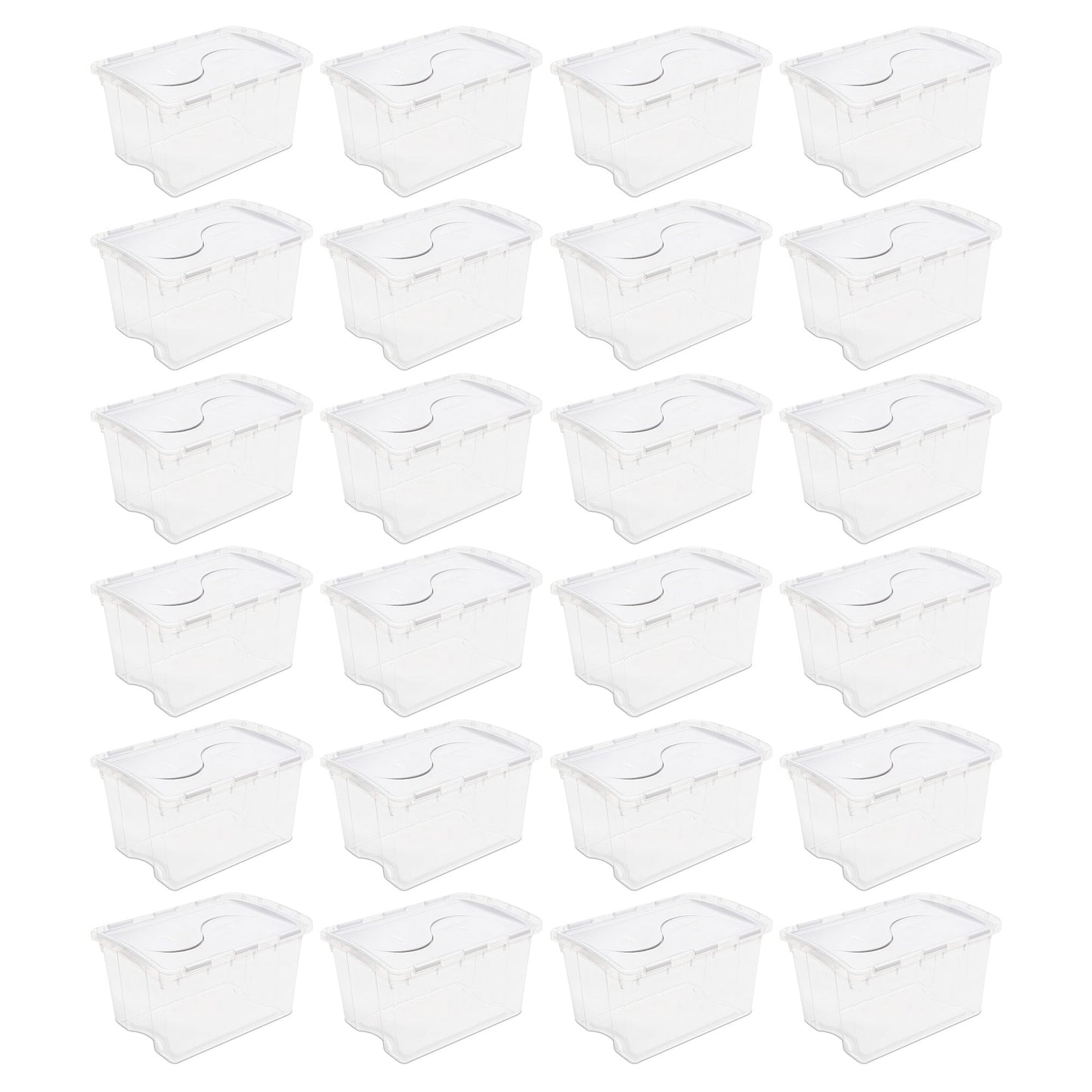 Sterilite 48 Qt Hinged Lid Storage Box Plastic Stackable Bin with Lid, 24 Pack