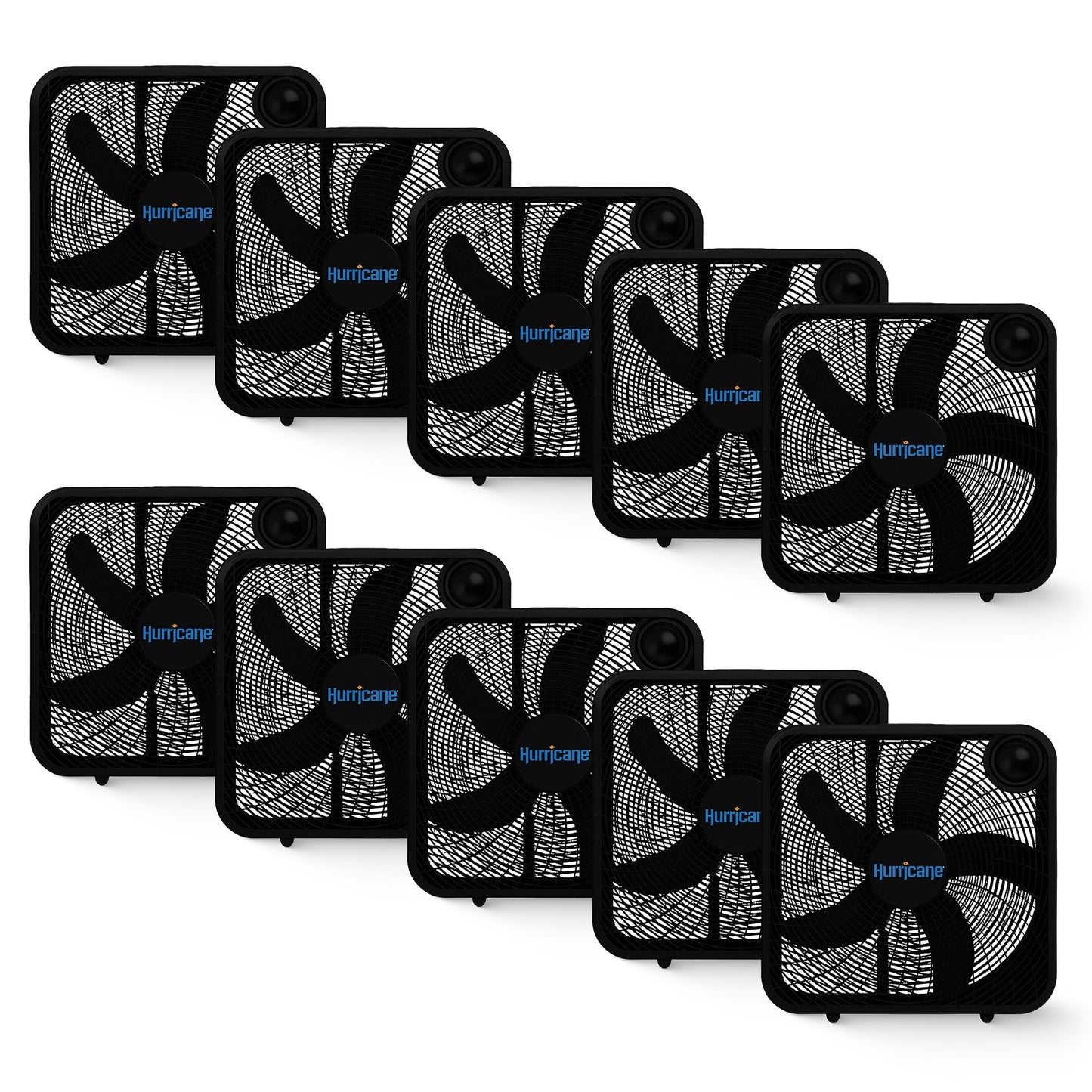 Hurricane 20" Classic Series Floor Box Fan with 3 Speed Settings, Black, 10 Pack