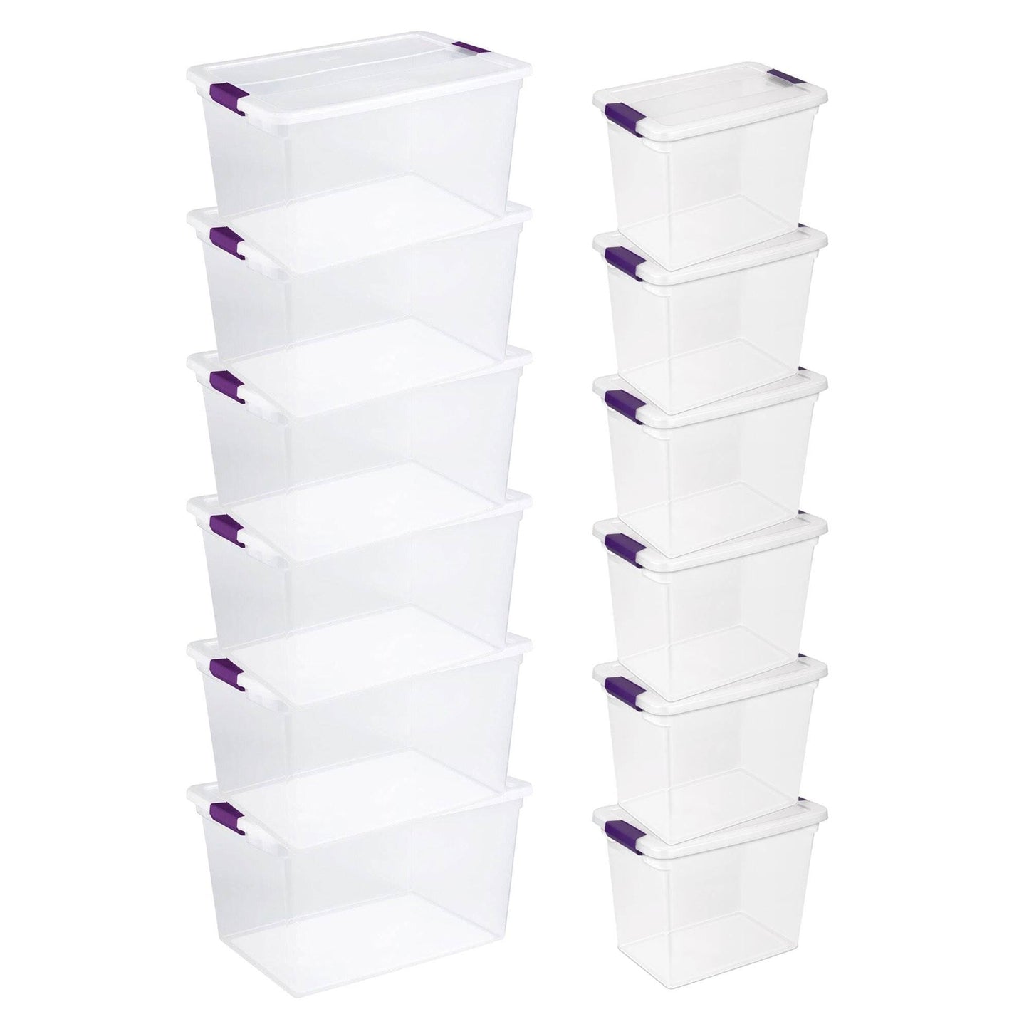 Sterilite 66 Quart Latch Lid Tote, 6 Pack, and 27 Quart Latch Lid Tote, 6 Pack