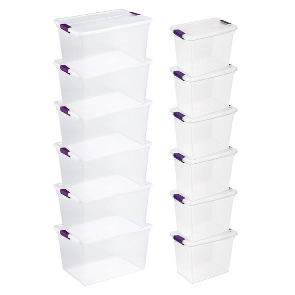 Sterilite 66 Quart Latch Lid Tote, 6 Pack, and 27 Quart Latch Lid Tote, 6 Pack