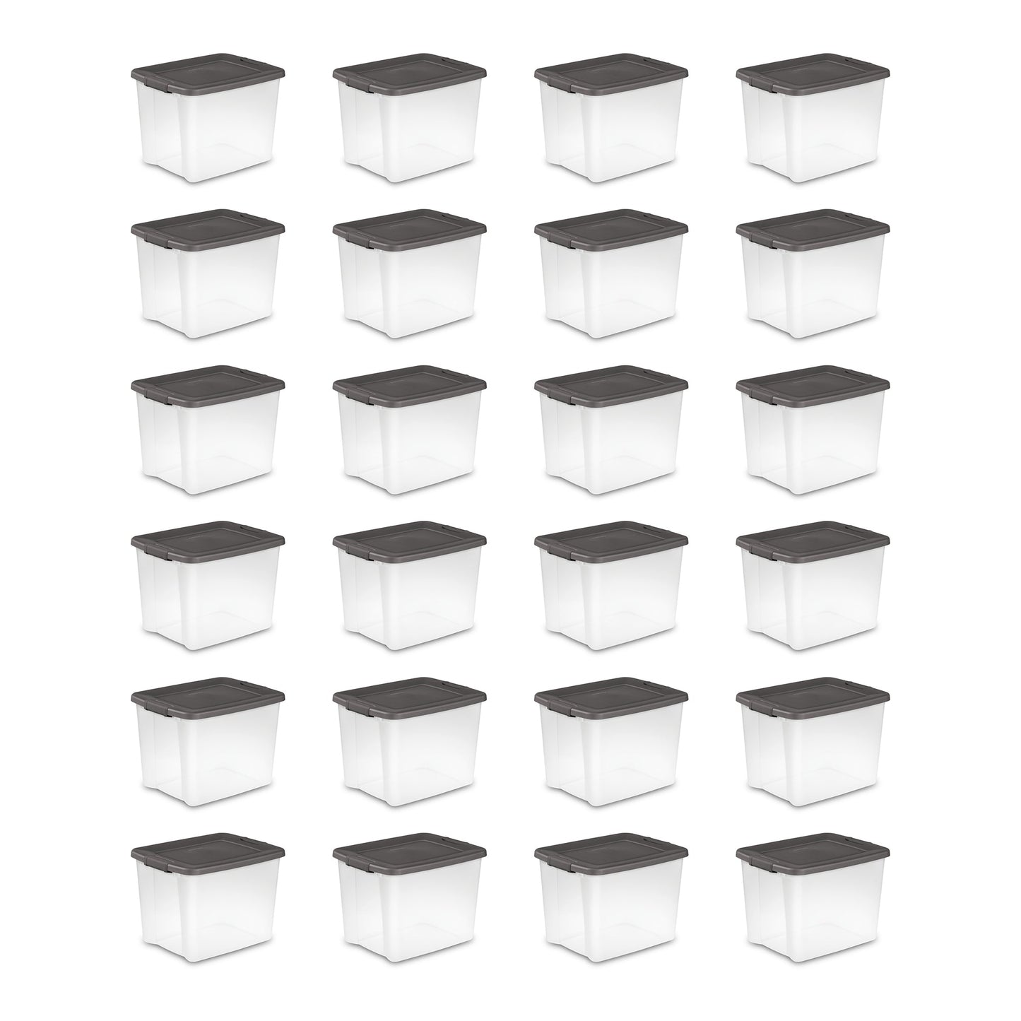 Sterilite ShelfTotes 50 Quart Clear Latched Plastic Storage Container, 24 Pack