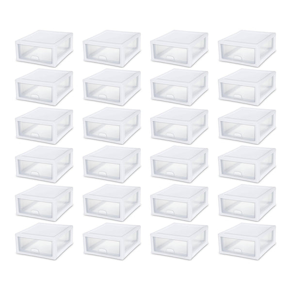 Sterilite 16 Quart Clear Plastic Stacking Storage Drawer Container Box, 24 Pack