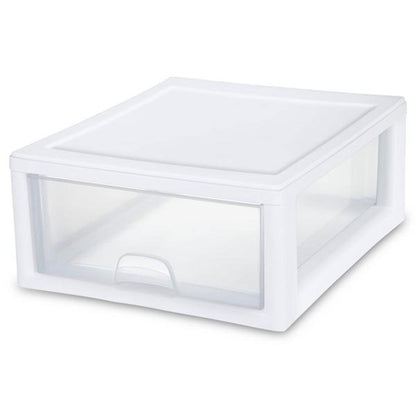 Sterilite 16 Quart Clear Plastic Stacking Storage Drawer Container Box, 24 Pack