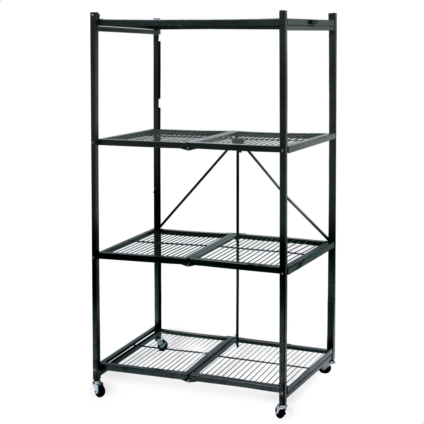 Origami 4 Tier Multipurpose Folding Storage Organizing Rack with Wheels (2 Pack)