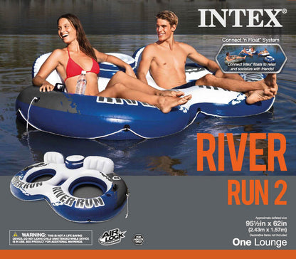 Intex River Run II Inflatable 2 Person Float (2 Pack) with Single Tube (4 Pack)