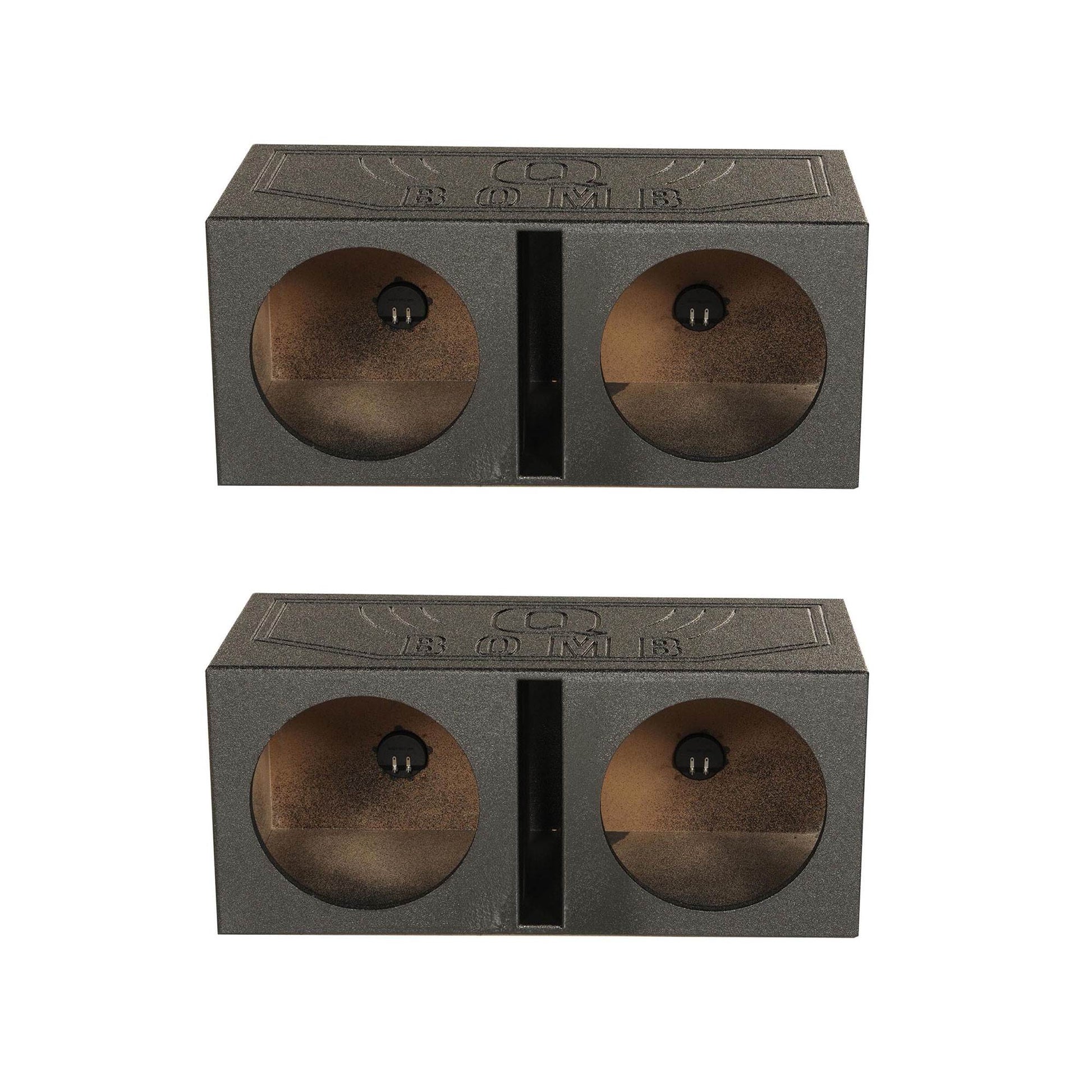 Q Power Dual 10 Inch Vented Port Subwoofer Sub Box w/ Bedliner Spray (2 Pack) - Find Fresh Goods