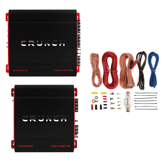 Crunch 4 Channel 1000W A/B Class Stereo Amplifier & 2 Channel Amp & Wiring Kit - Find Fresh Goods