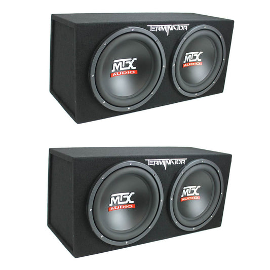 MTX 12-Inch 1200-Watt Car Audio Dual Loaded Subwoofer Box Enclosure (2 Pack) - Find Fresh Goods