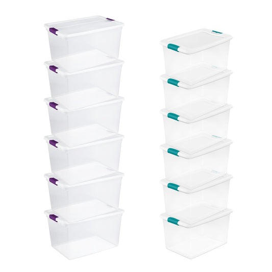Sterilite 64 Qt Clear Storage Tote, 6 Pack, and 66 Qt Clear Storage Tote, 6 Pack