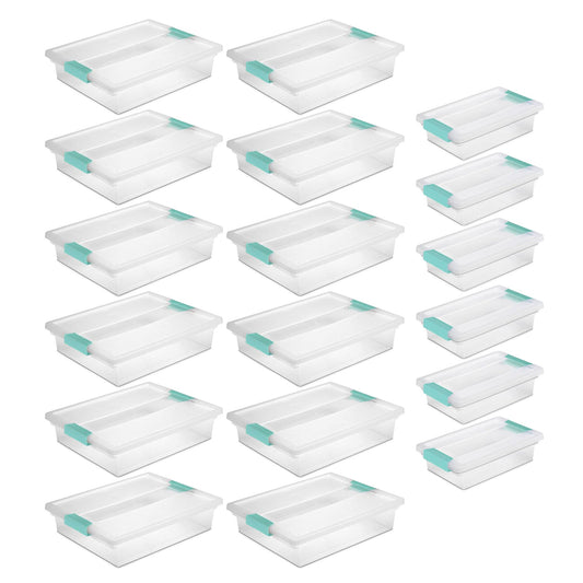 Sterilite Large Clip Storage Box, 12 Pack, and Small Clip Storage Box, 6 Pack