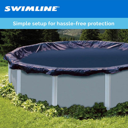 Swimline 18 Foot Round Pool Cover + 4x4 Winterizing Closing Air Pillow (2 Pack)