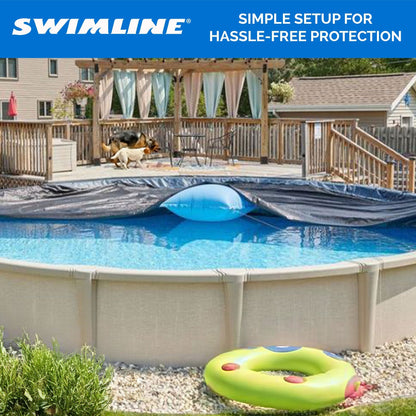 Swimline 18 Foot Round Pool Cover + 4x4 Winterizing Closing Air Pillow (2 Pack)