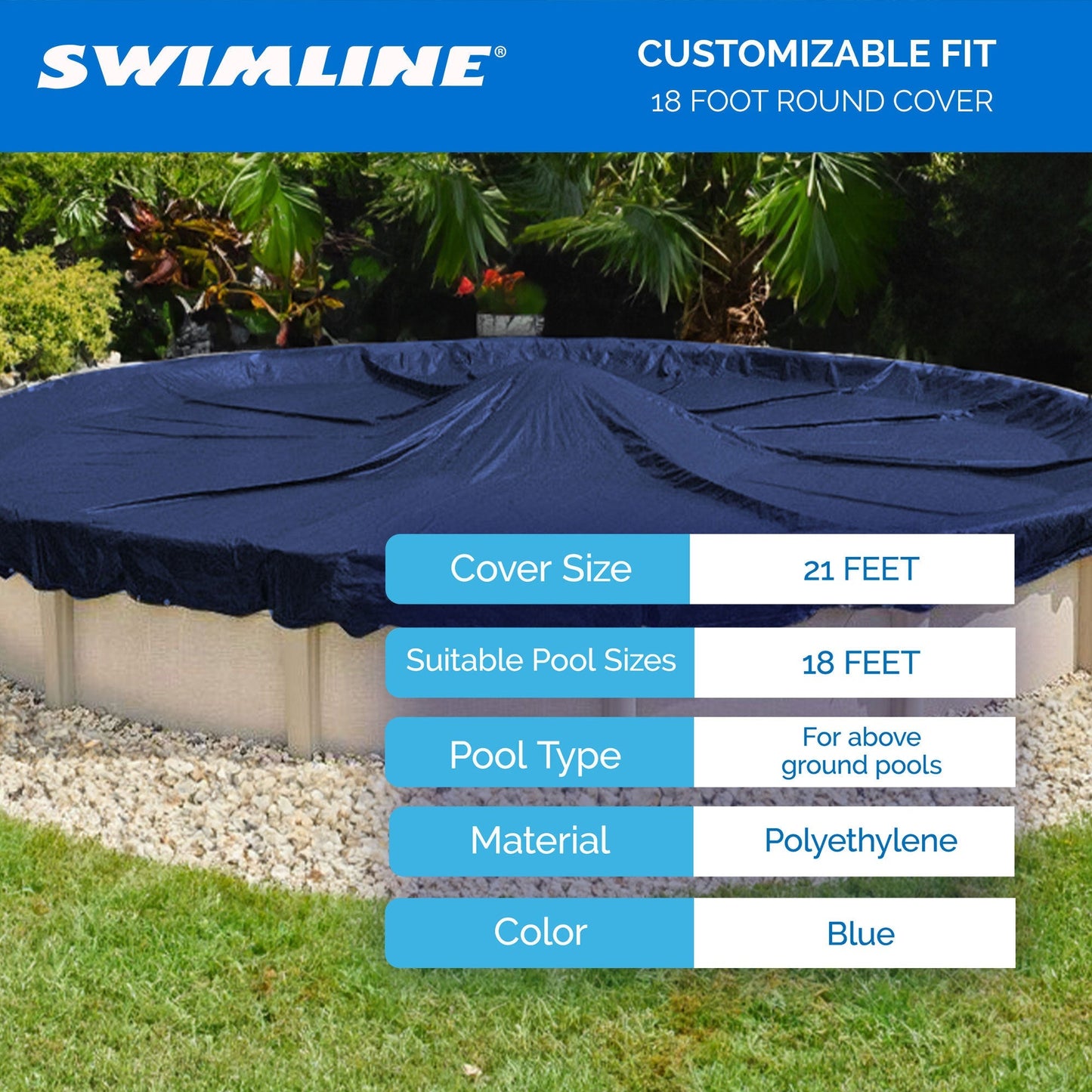 Swimline 18 Foot Round Pool Cover + 4x4 Winterizing Closing Air Pillow (2 Pack)