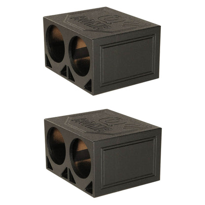 Q Power Dual 10 Inch Triangle Ported Subwoofer Box w/ Bedliner Spray (2 Pack) - Find Fresh Goods
