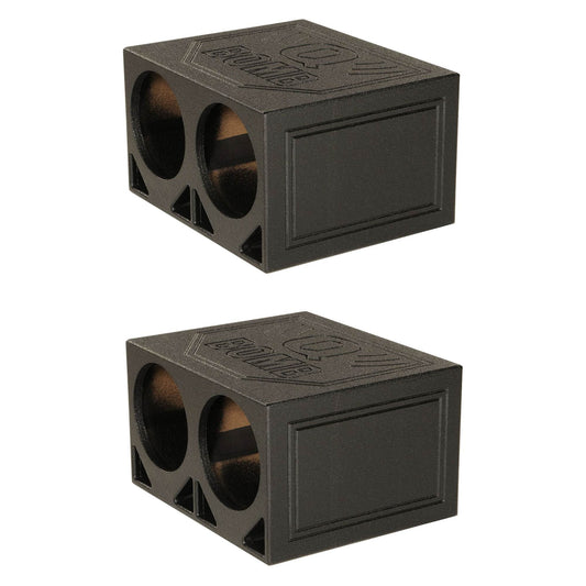 Q Power Dual 10 Inch Triangle Ported Subwoofer Box w/ Bedliner Spray (2 Pack) - Find Fresh Goods