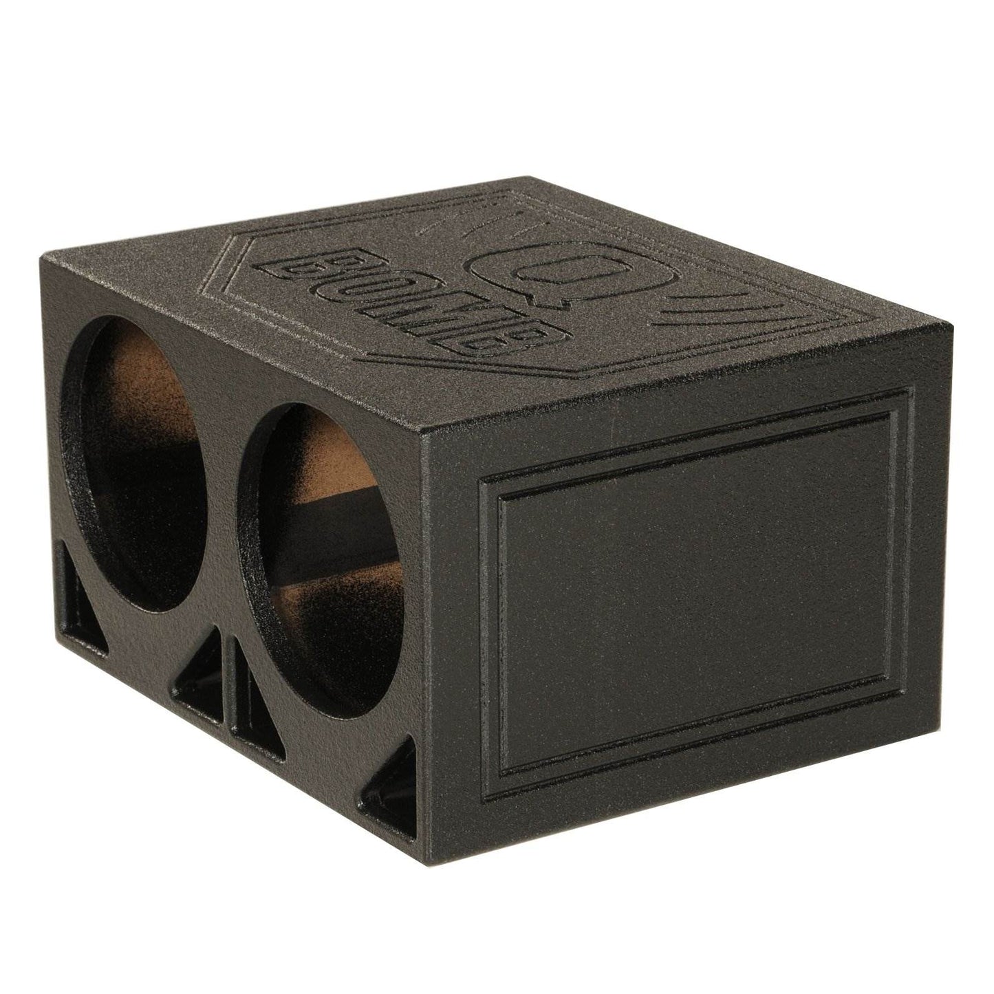 Q Power Dual 10 Inch Triangle Ported Subwoofer Box w/ Bedliner Spray (2 Pack) - Find Fresh Goods