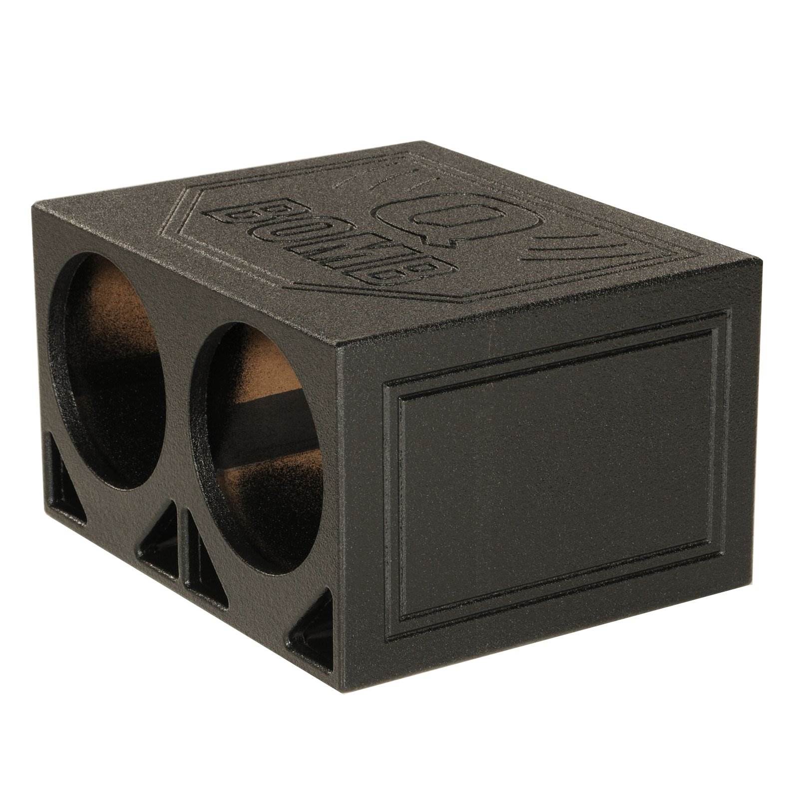 Q Power Dual 10 Inch Triangle Ported Subwoofer Box w/ Bedliner Spray (2 Pack) - Find Fresh Goods