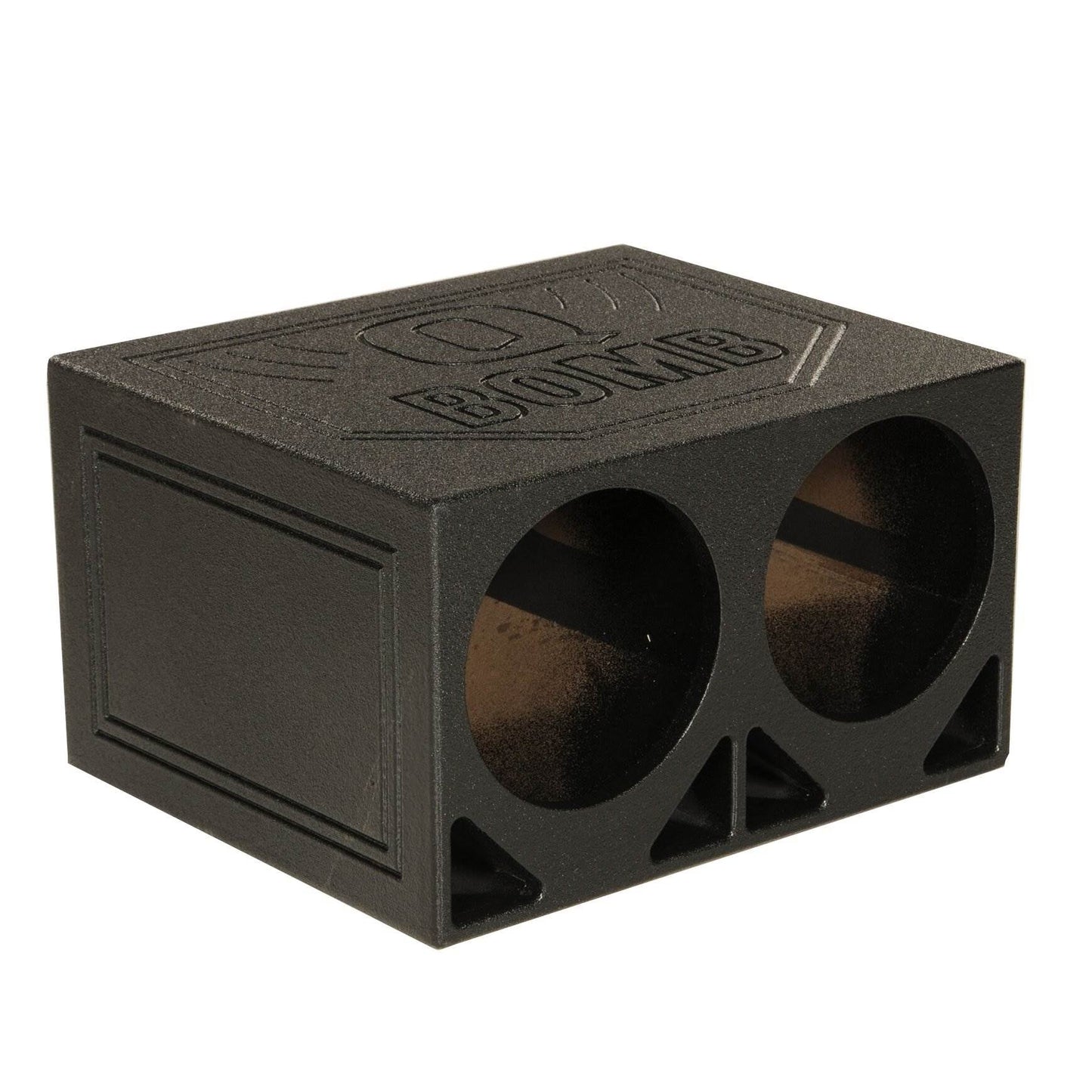 Q Power Dual 10 Inch Triangle Ported Subwoofer Box w/ Bedliner Spray (2 Pack) - Find Fresh Goods