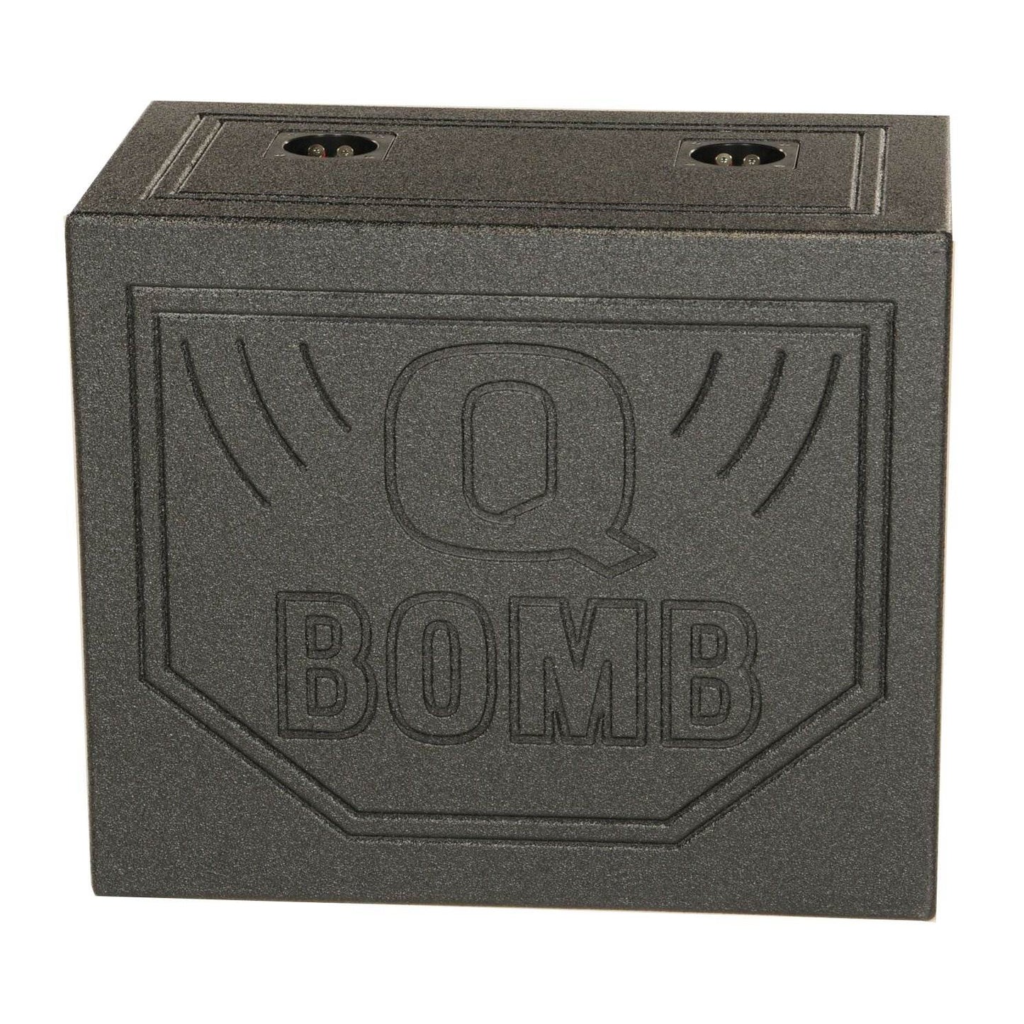 Q Power Dual 10 Inch Triangle Ported Subwoofer Box w/ Bedliner Spray (2 Pack) - Find Fresh Goods
