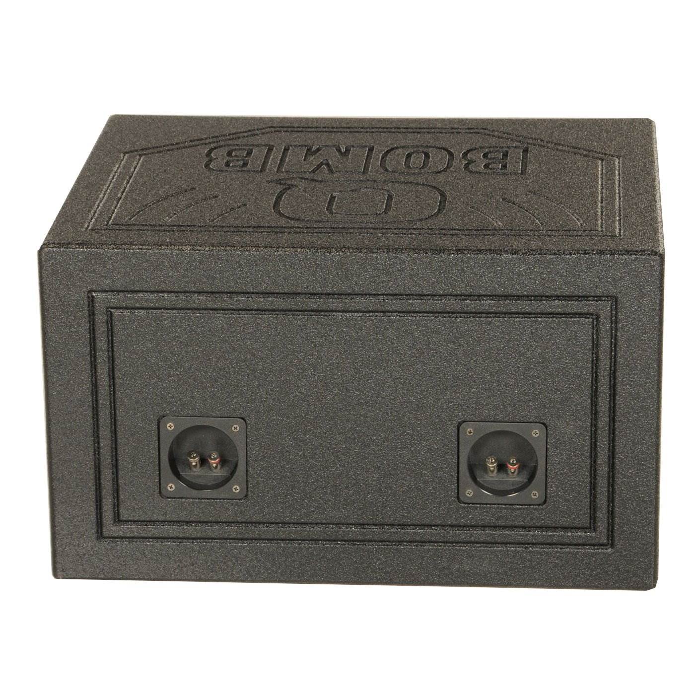 Q Power Dual 10 Inch Triangle Ported Subwoofer Box w/ Bedliner Spray (2 Pack) - Find Fresh Goods