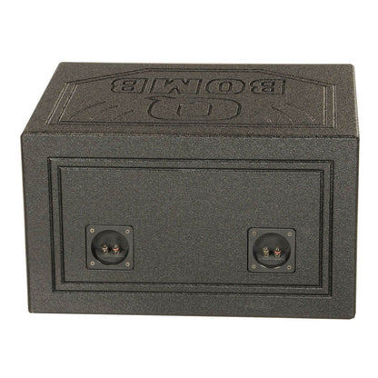 Q Power Dual 10 Inch Triangle Ported Subwoofer Box w/ Bedliner Spray (2 Pack) - Find Fresh Goods