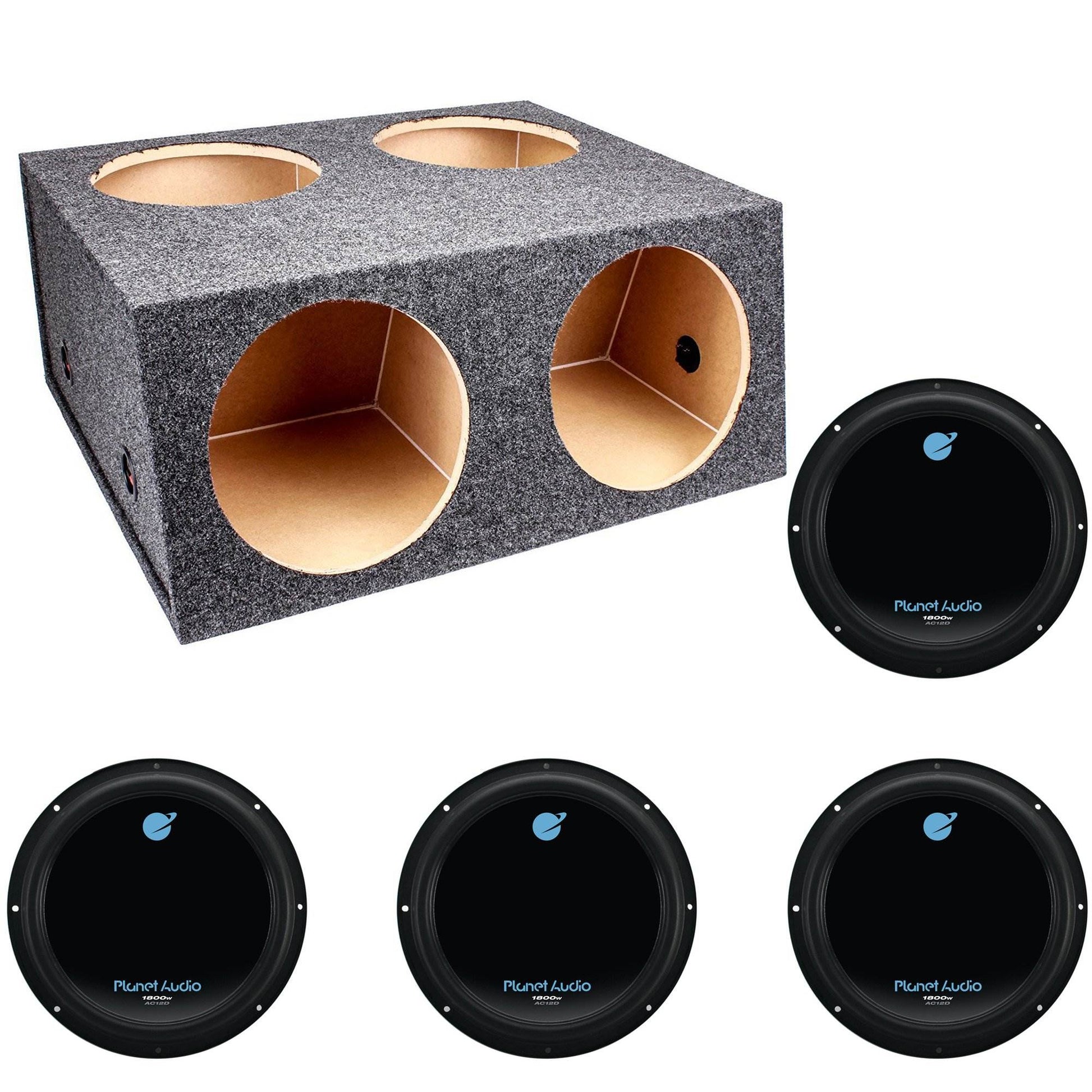 Q Power 4 Hole 12" Sealed Divided Subwoofer Box & 12" 1800W Subwoofer (4 Pack) - Find Fresh Goods