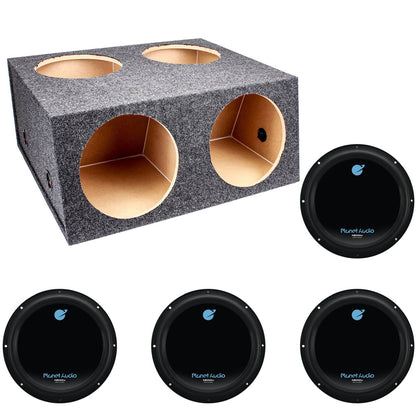 Q Power 4 Hole 12" Sealed Divided Subwoofer Box & 12" 1800W Subwoofer (4 Pack) - Find Fresh Goods