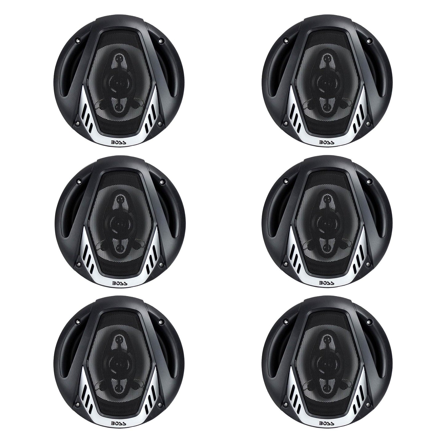 BOSS NX654 6.5" 400W 4-Way Car Audio Coaxial Speakers Stereo, Black (6 Speakers) - Find Fresh Goods