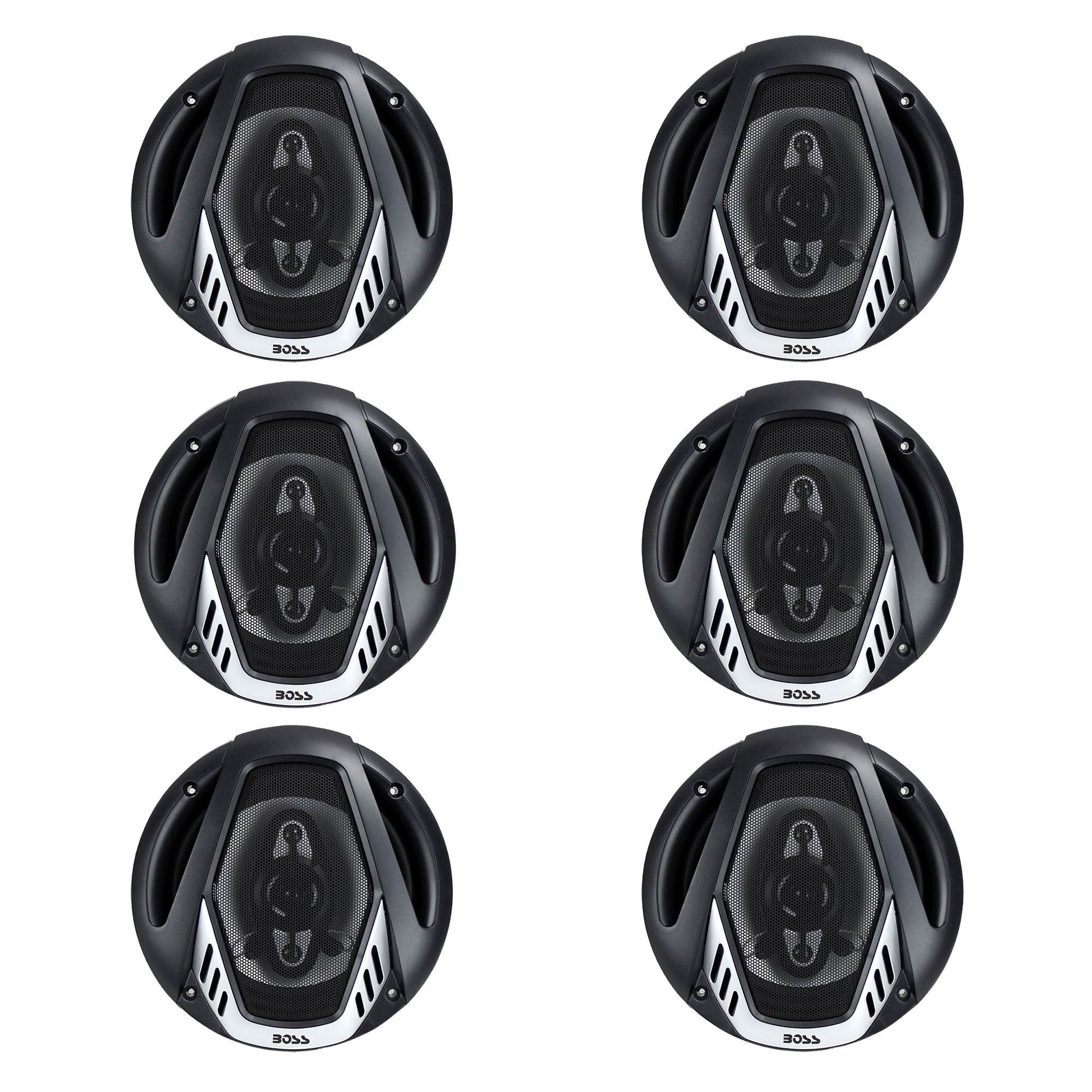 BOSS NX654 6.5" 400W 4-Way Car Audio Coaxial Speakers Stereo, Black (6 Speakers) - Find Fresh Goods