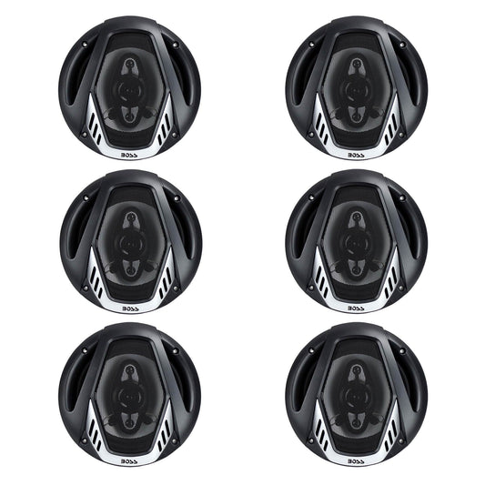BOSS NX654 6.5" 400W 4-Way Car Audio Coaxial Speakers Stereo, Black (6 Speakers) - Find Fresh Goods